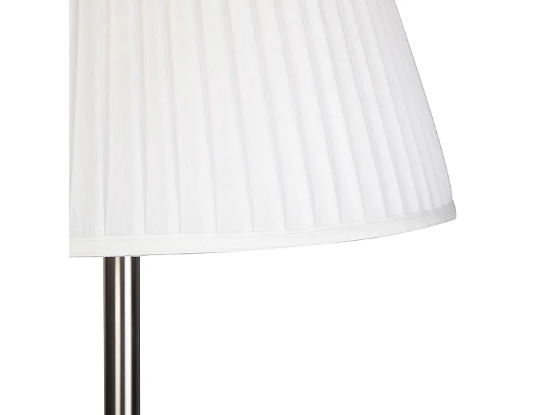 Lampadaire moderne en acier avec abat-jour plissé blanc 45 cm - Simplo