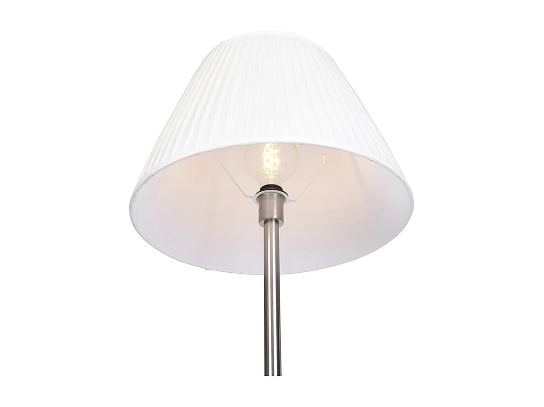 Lampadaire moderne en acier avec abat-jour plissé blanc 45 cm - Simplo