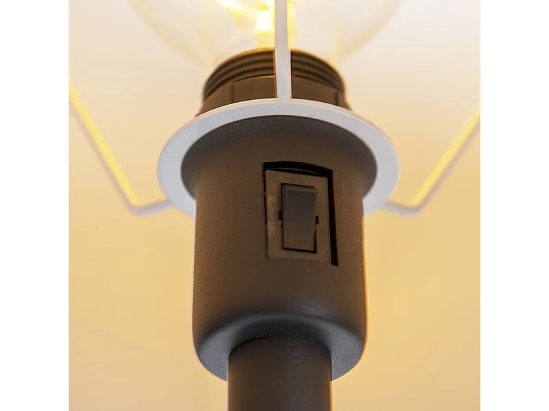 Lampadaire classique noir avec abat-jour noir et lumière de lecture - Retro