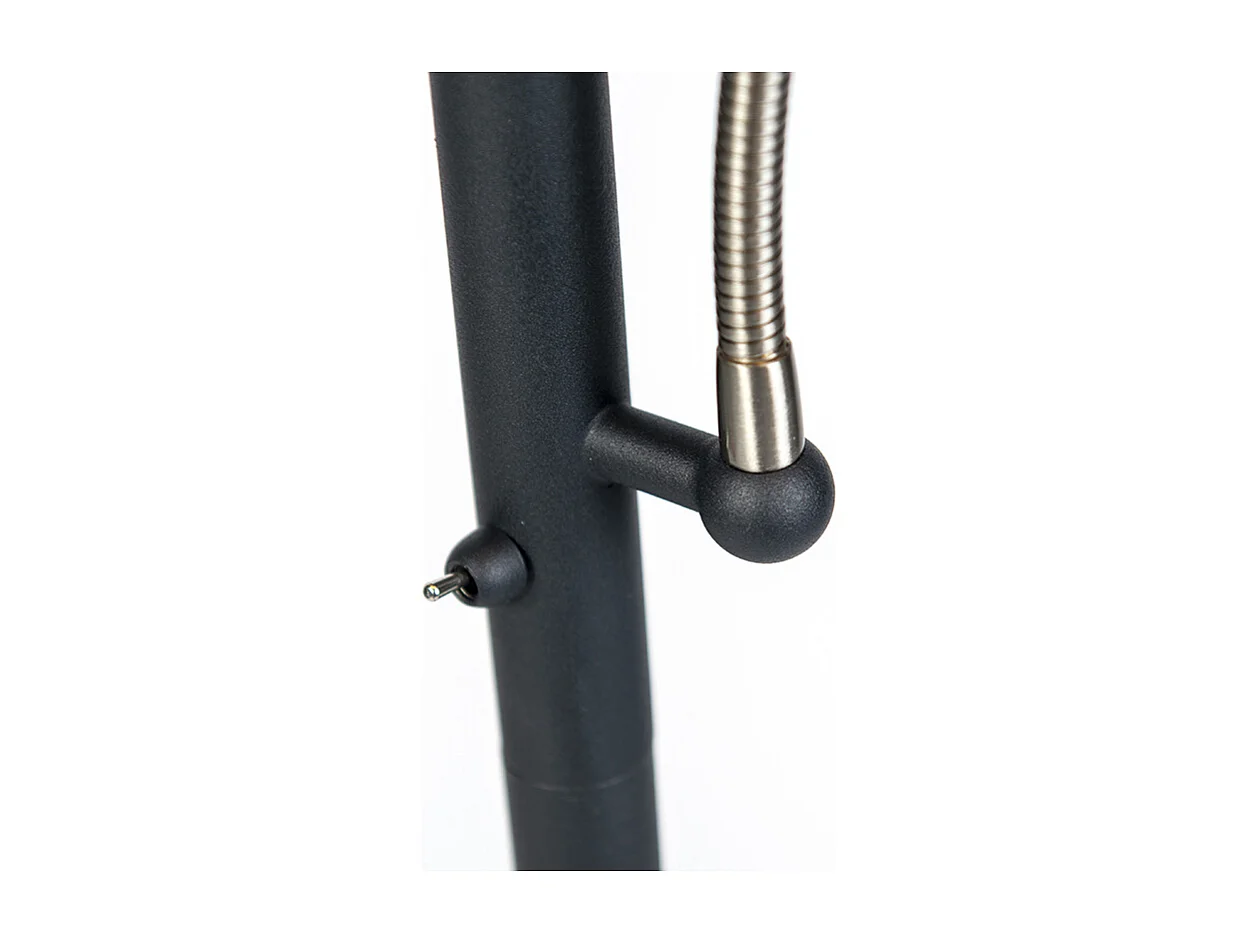 Lampadaire classique noir avec abat-jour noir et lumière de lecture - Retro