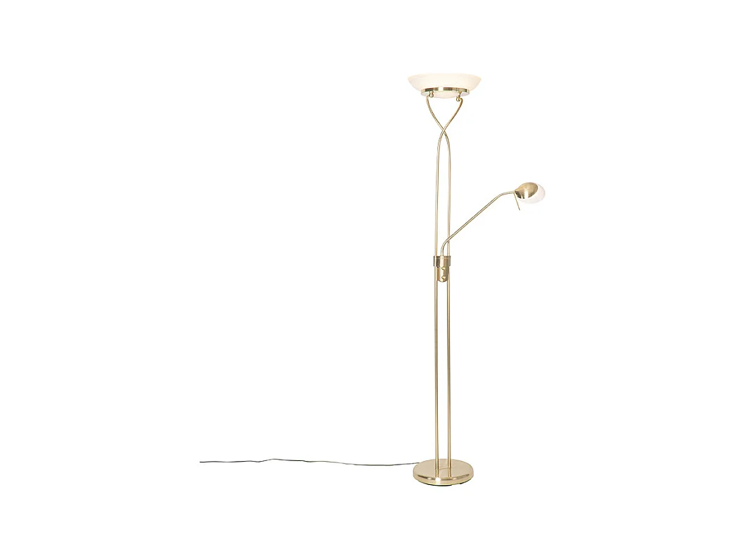 Lampadaire en laiton avec LED et variateur avec lampe de lecture - Empoli