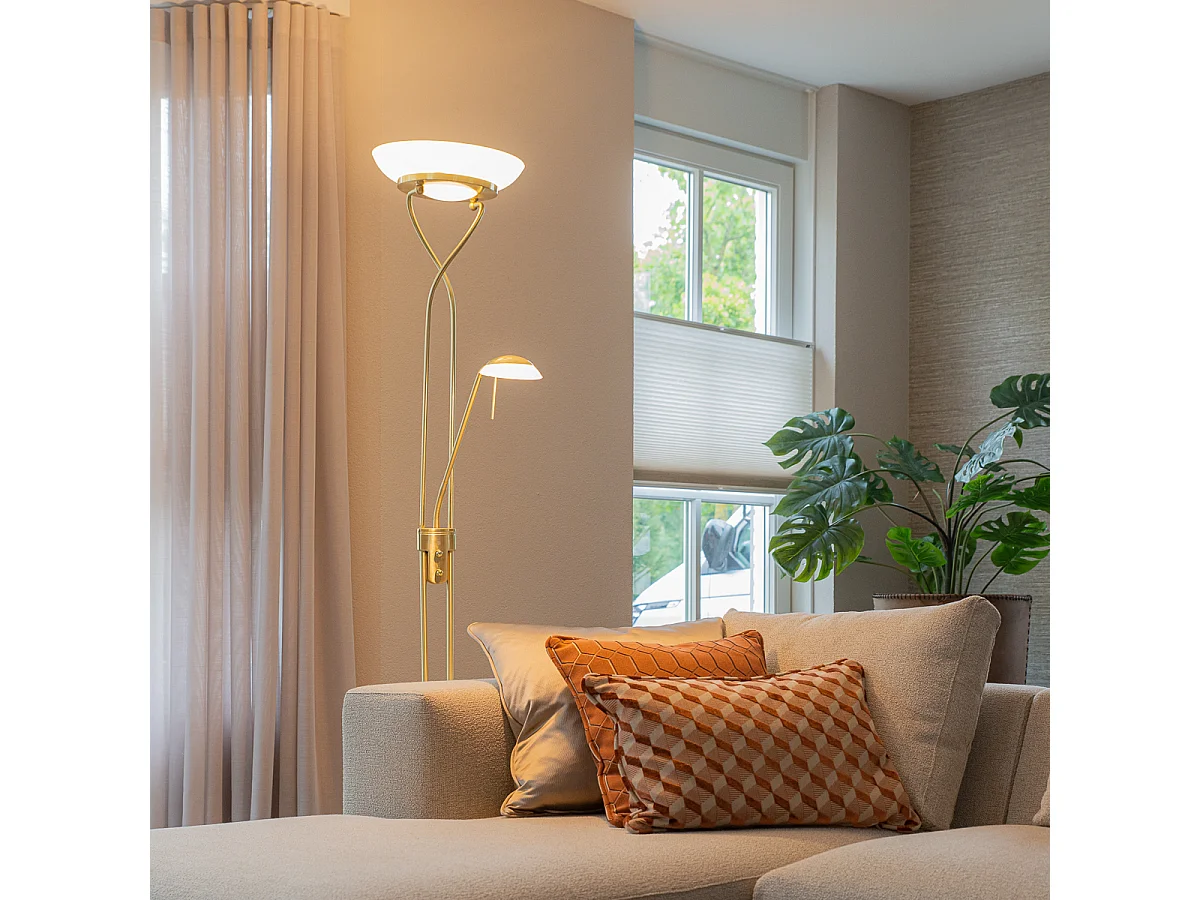 Lampadaire laiton avec LED et variateur avec lampe de lecture - Empoli