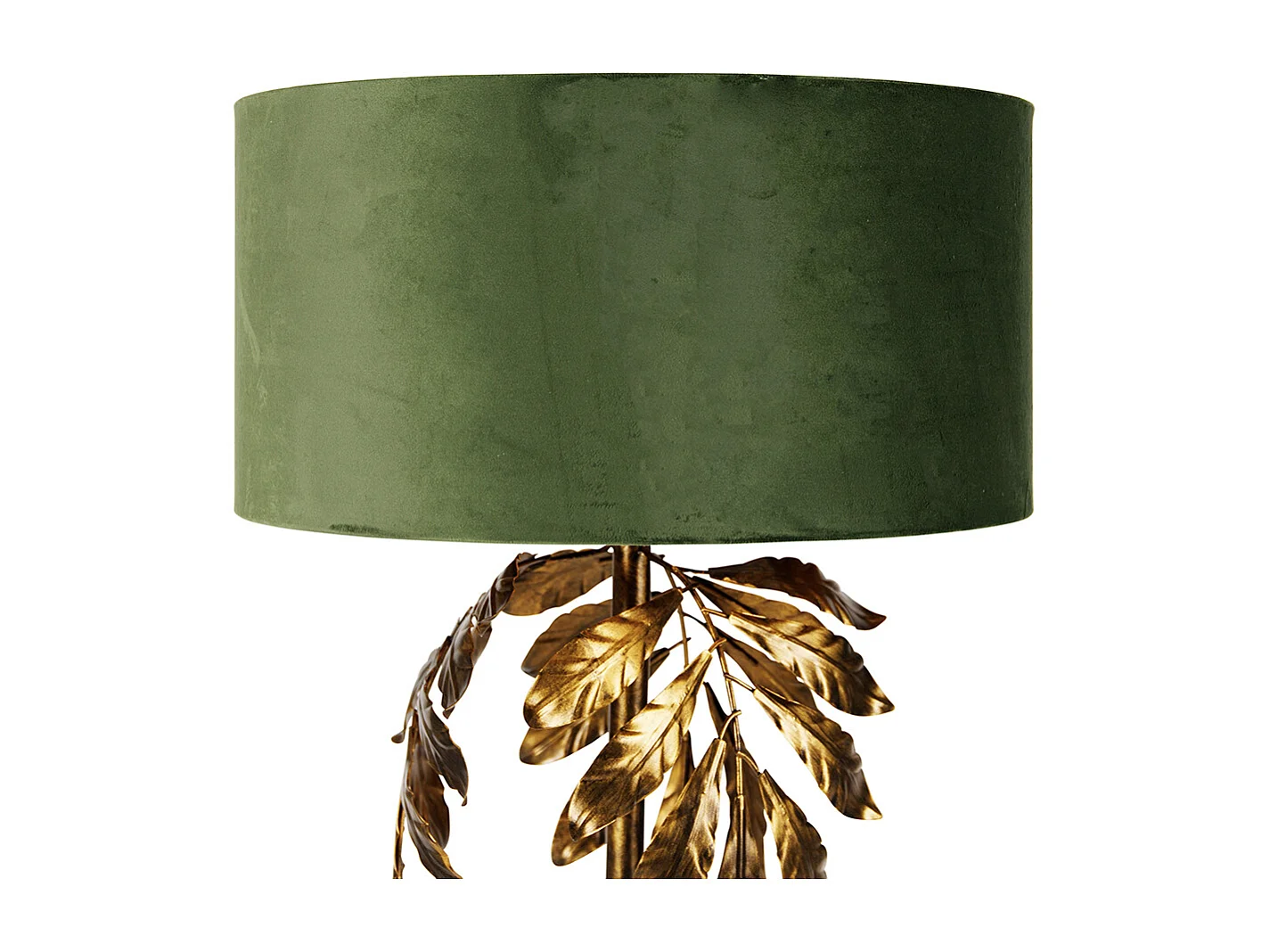Lampadaire vintage or antique avec abat-jour vert - Linden