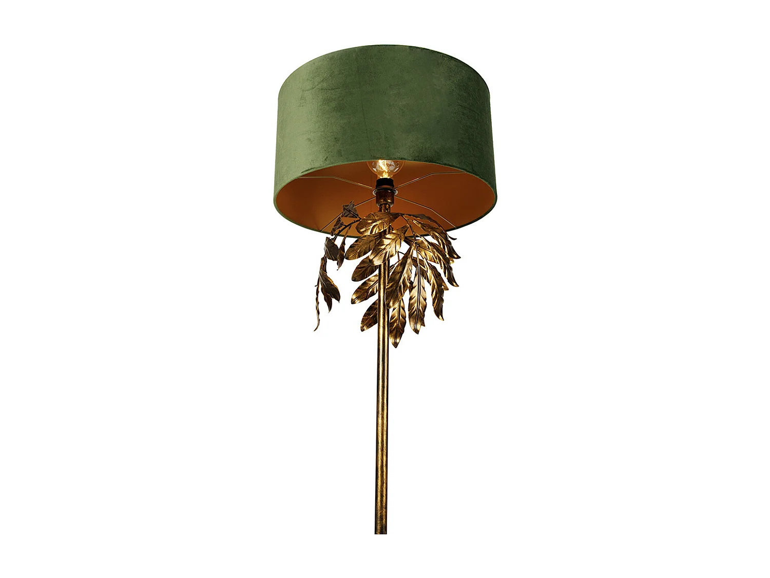 Lampadaire vintage or antique avec abat-jour vert - Linden