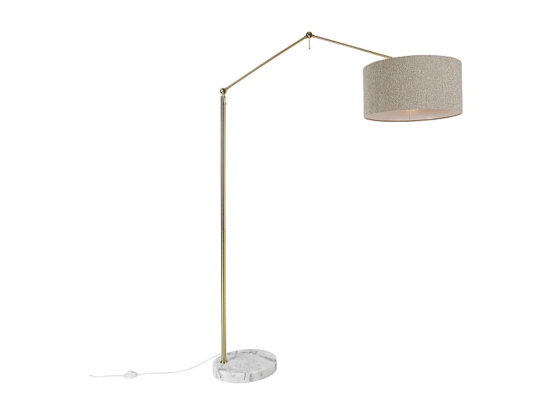 Lampadaire doré avec abat-jour bouclé taupe 50 cm orientable - Editeur