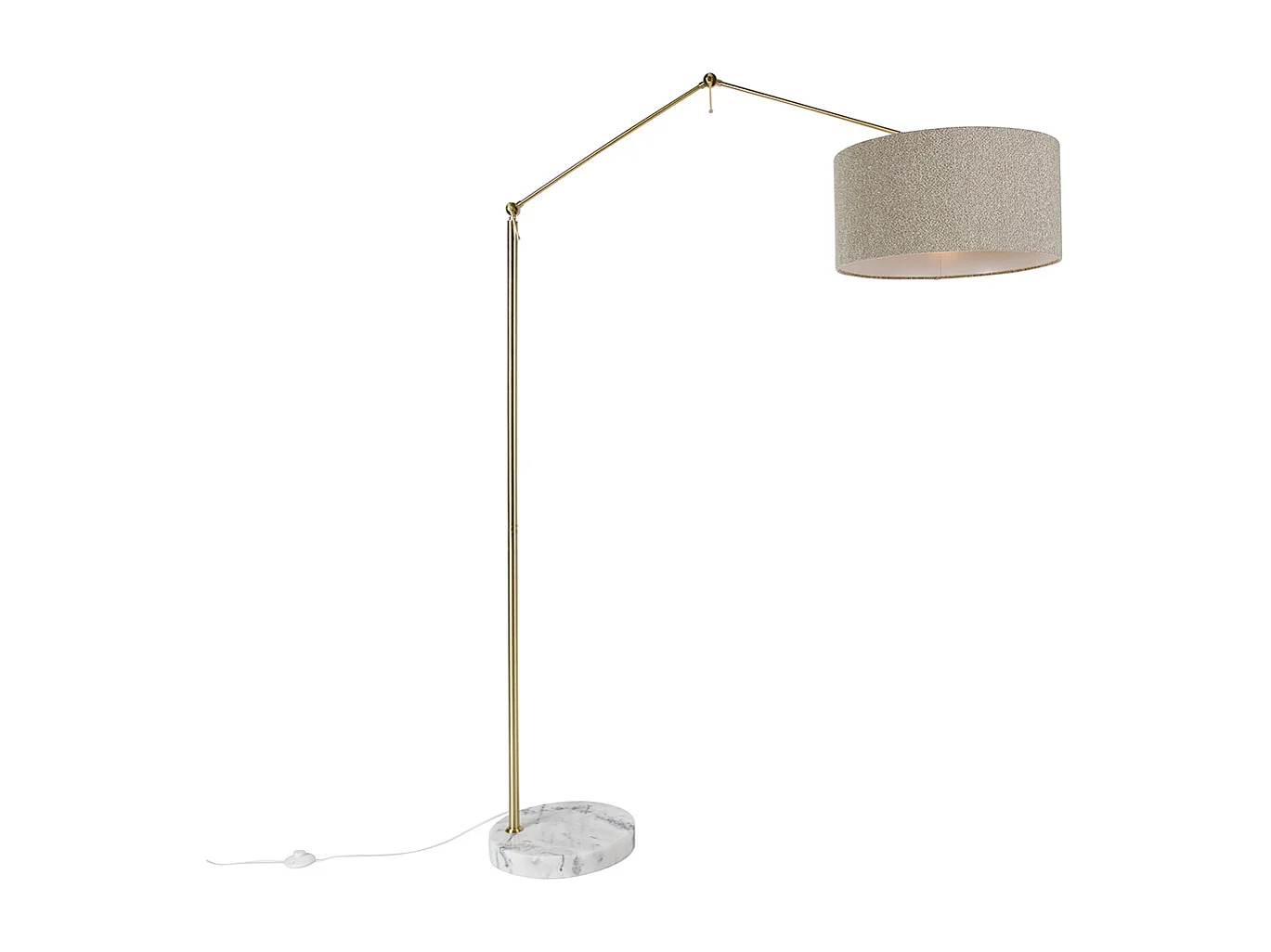 Lampadaire doré avec abat-jour bouclé taupe 50 cm orientable - Editeur