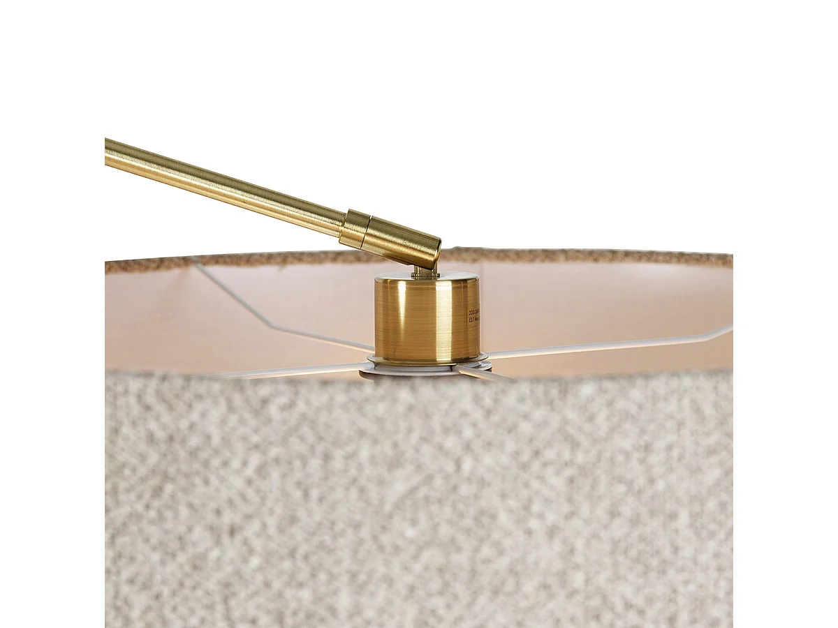 Lampadaire doré avec abat-jour bouclé taupe 50 cm orientable - Editeur