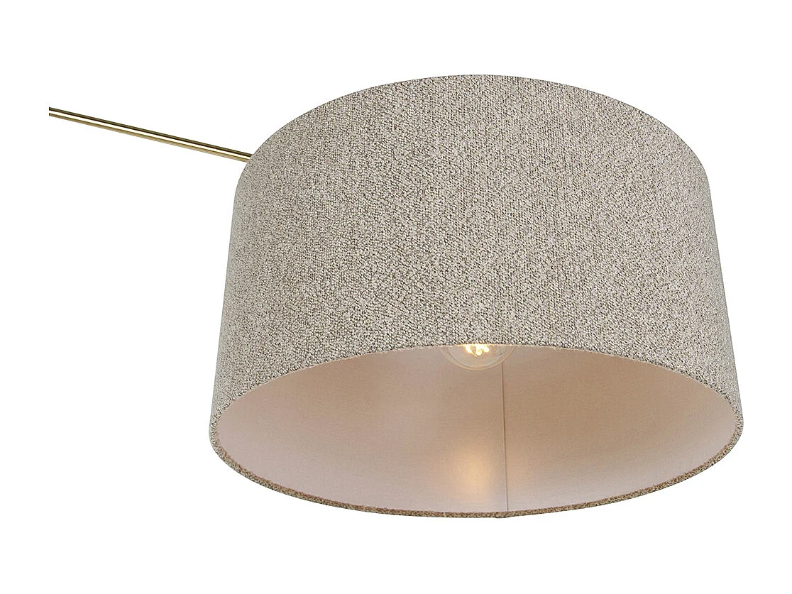 Lampadaire doré avec abat-jour bouclé taupe 50 cm orientable - Editeur