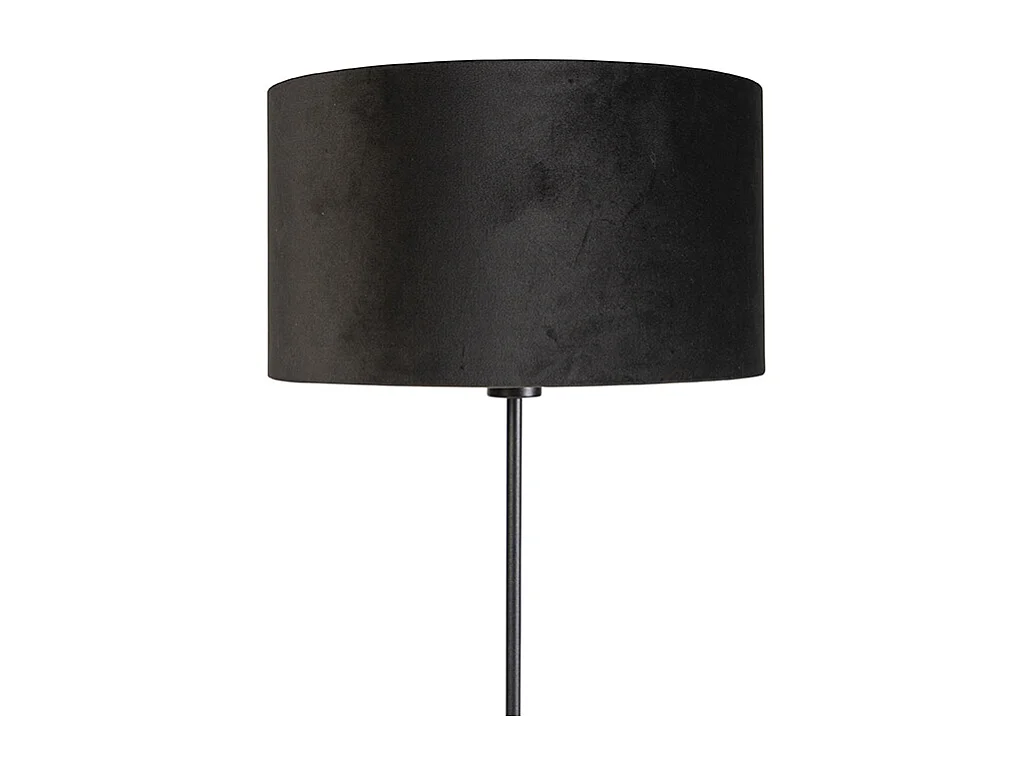 Lampadaire noir avec abat-jour en velours noir avec or 35 cm - Parte