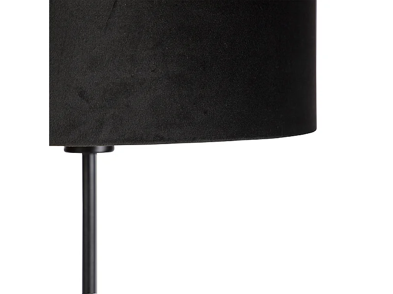 Lampadaire noir avec abat-jour en velours noir avec or 35 cm - Parte