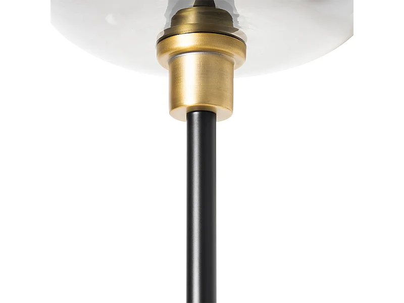 Lampadaire noir avec or et verre fumé 2 lumières - Zuzanna