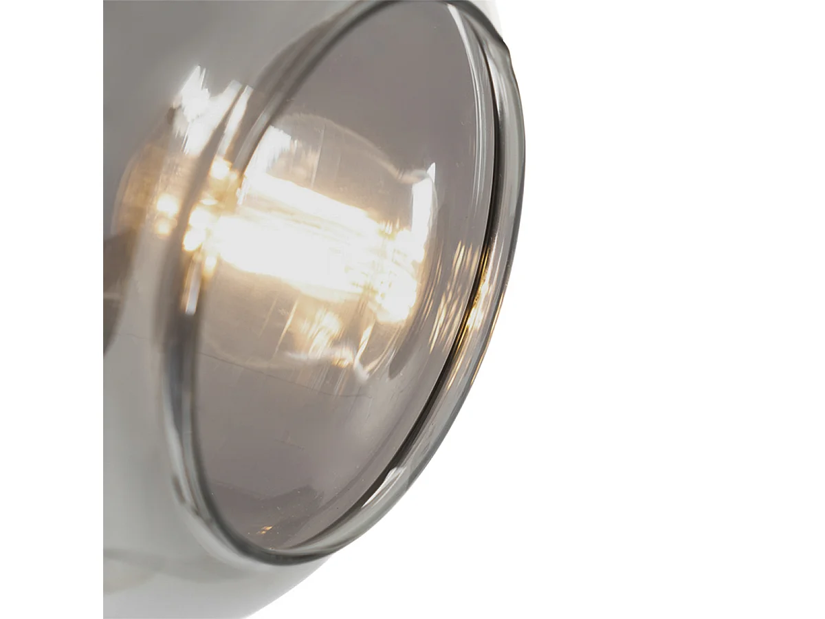 Lampadaire noir avec or et verre fumé 2 lumières - Zuzanna
