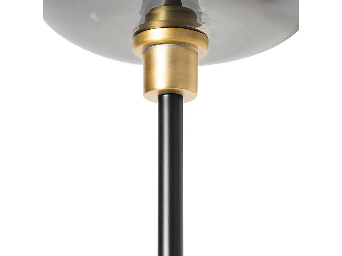 Lampadaire noir avec or et verre fumé 2 lumières - Zuzanna