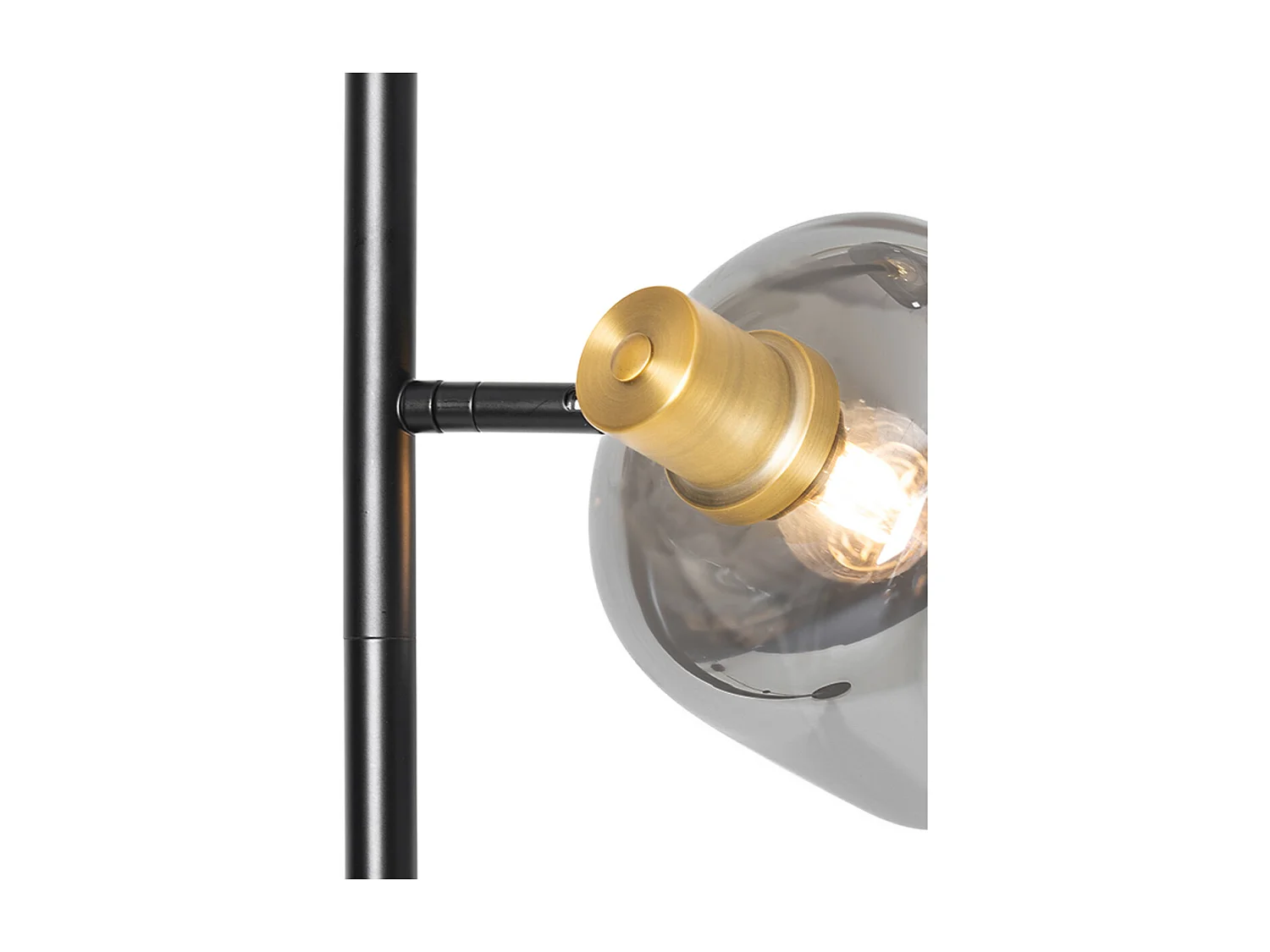 Lampadaire noir avec or et verre fumé 2 lumières - Zuzanna