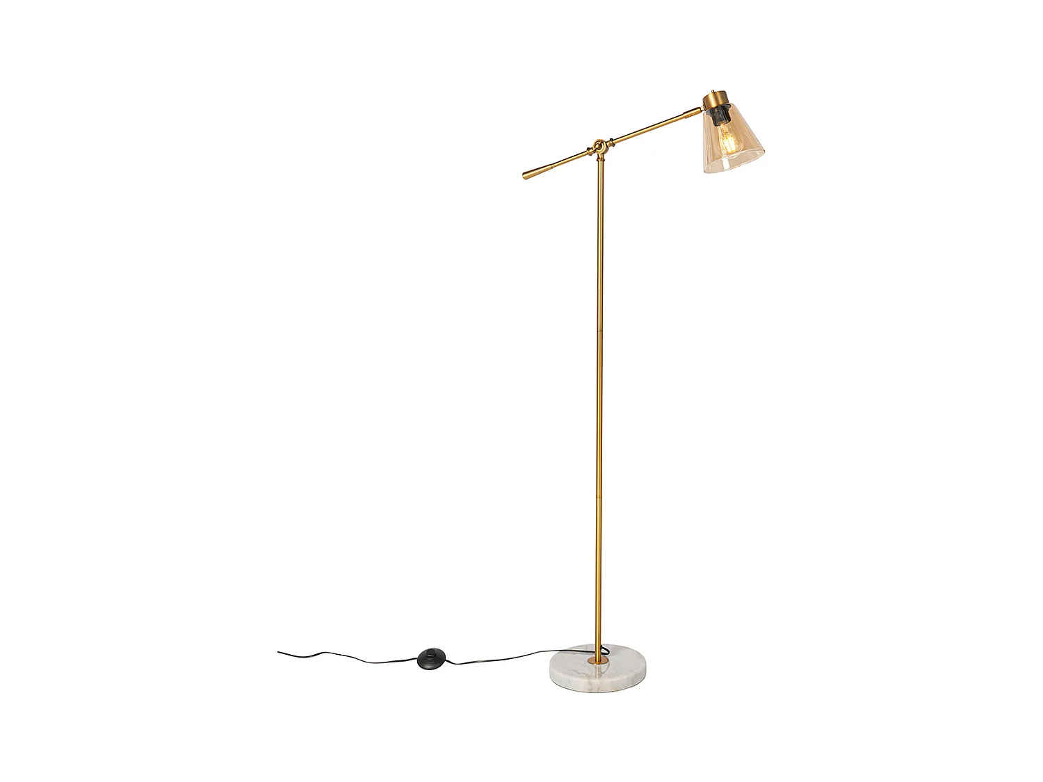 Lampadaire art déco bronze avec marbre et verre ambré - Nina