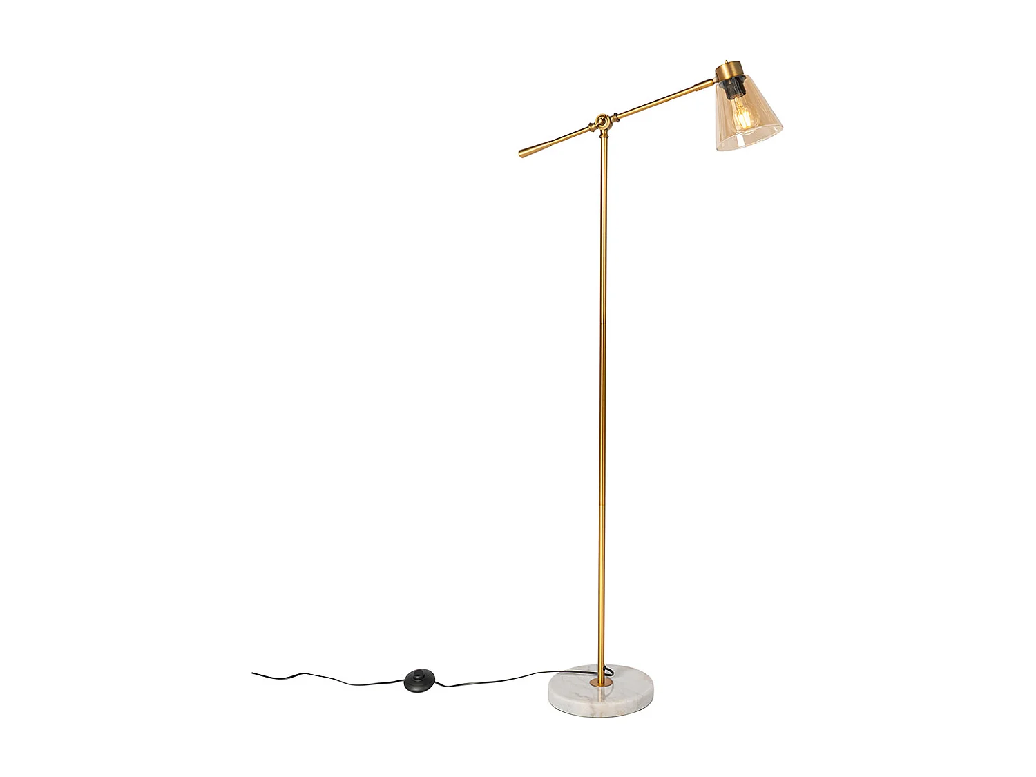 Lampadaire Art Déco bronze avec marbre et verre ambré - Nina