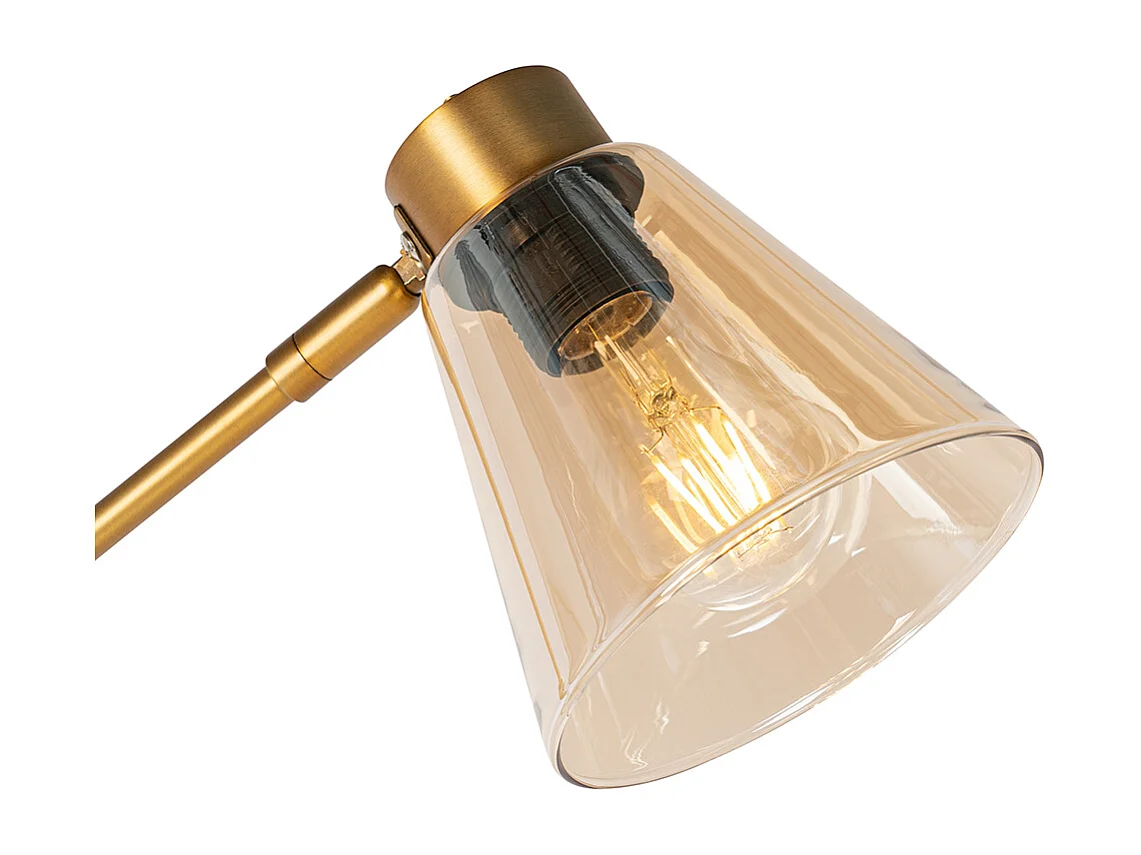 Lampadaire Art Déco bronze avec marbre et verre ambré - Nina