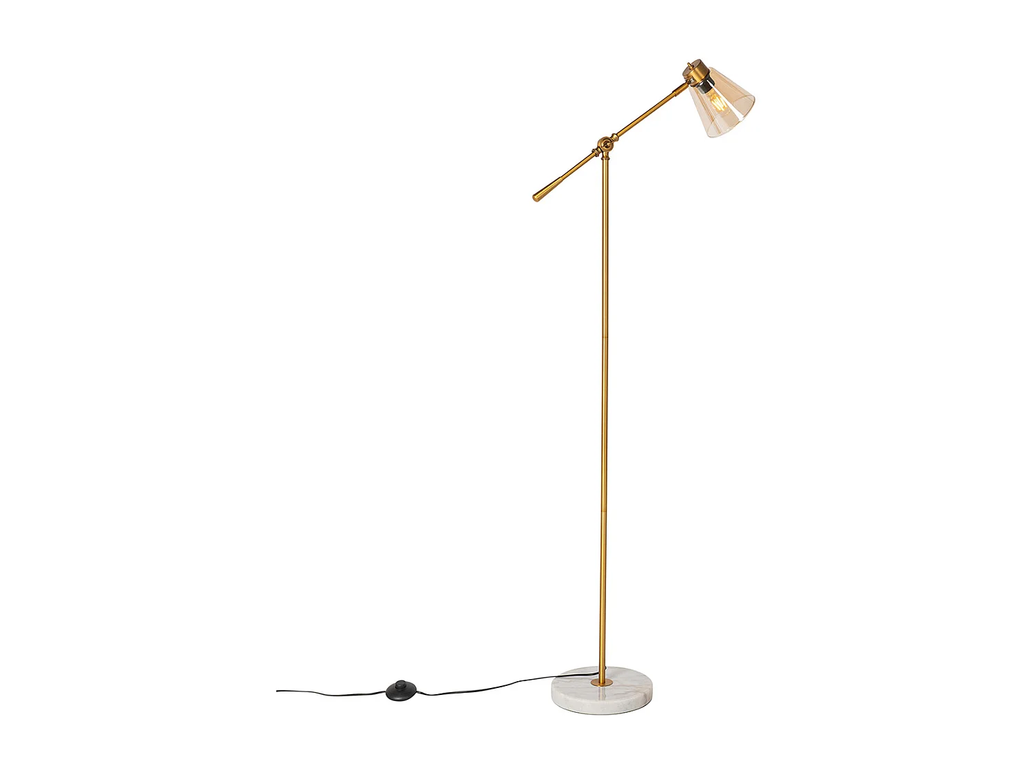 Lampadaire Art Déco bronze avec marbre et verre ambré - Nina