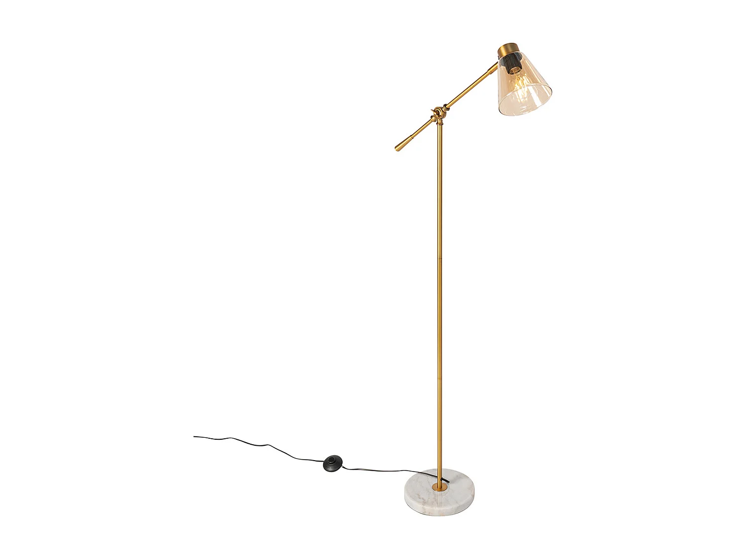 Lampadaire Art Déco bronze avec marbre et verre ambré - Nina