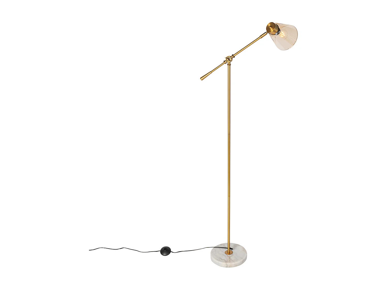 Lampadaire Art Déco bronze avec marbre et verre ambré - Nina