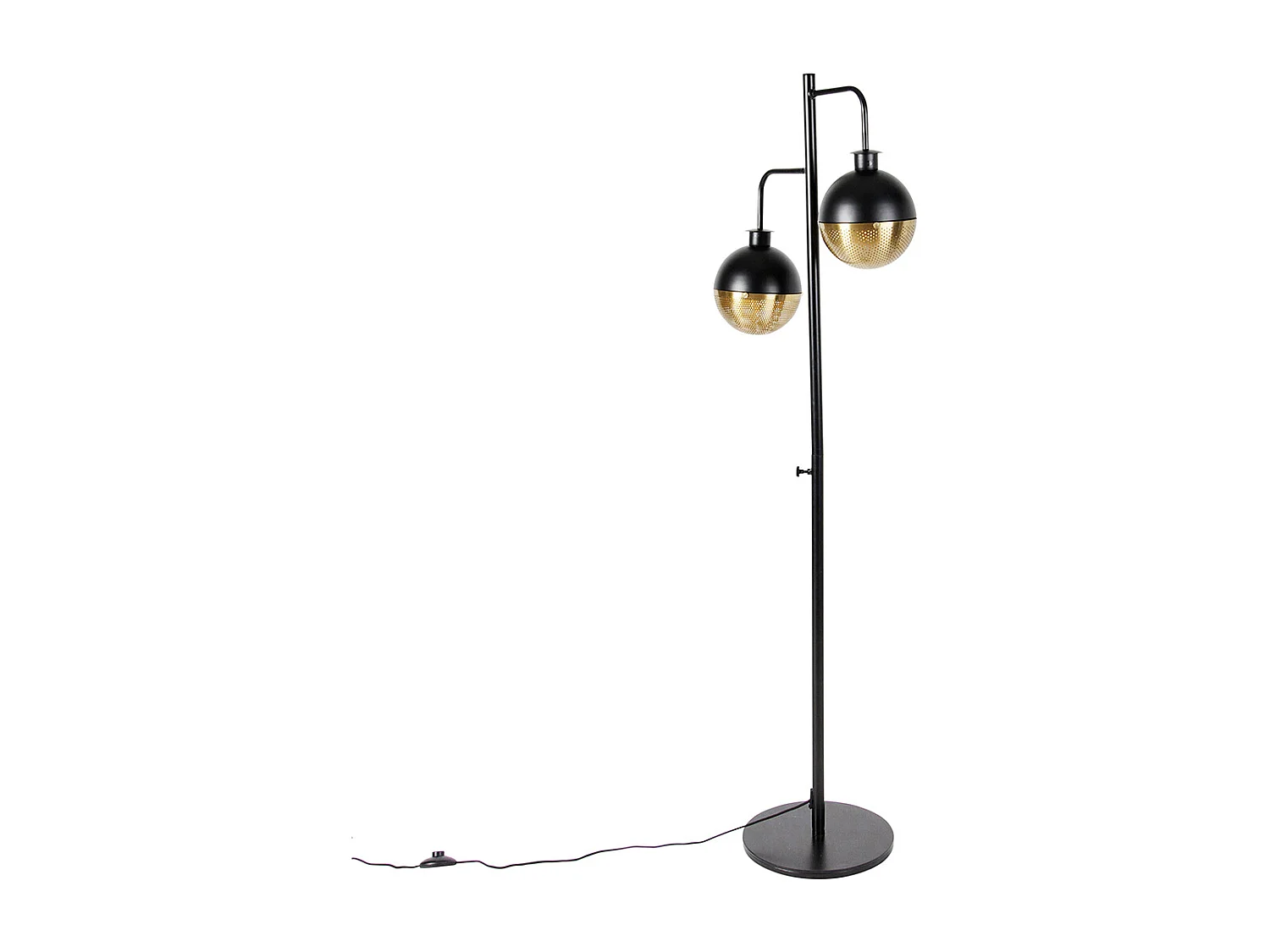 Lampadaire industriel noir avec laiton 2 lumières - Haicha