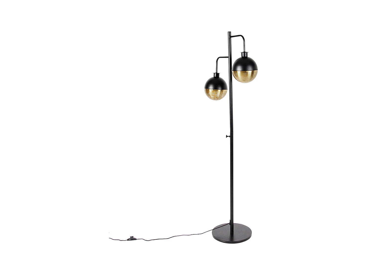 Lampadaire industriel noir avec laiton 2 lumières - Haicha