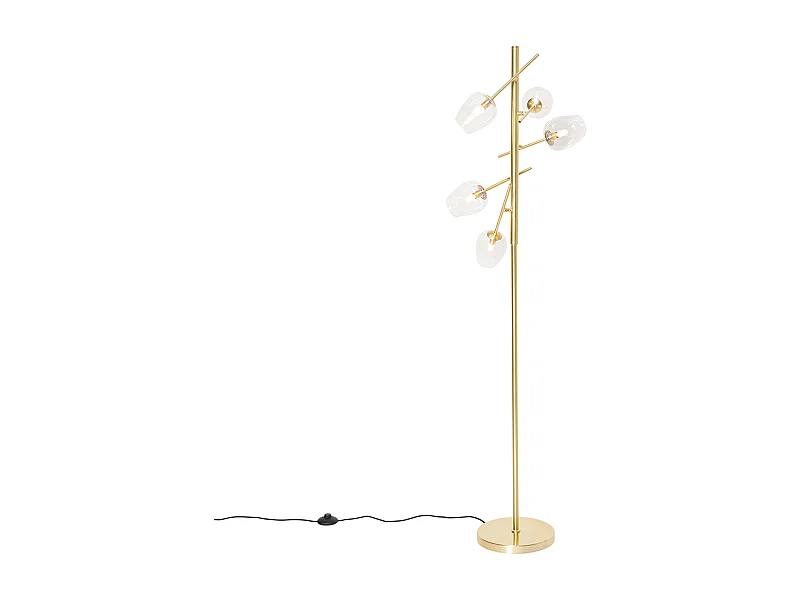 Lampadaire classique doré avec verre 5 lumières - Elien
