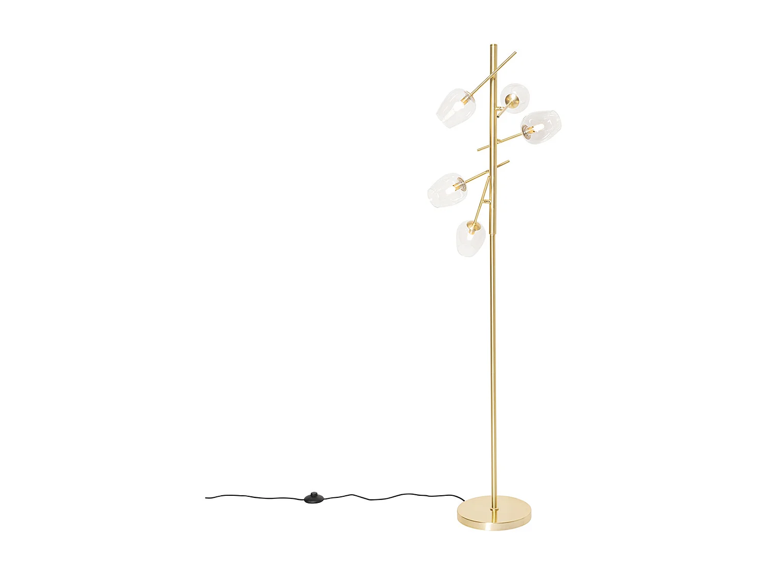 Lampadaire classique doré avec verre 5 lumières - Elien
