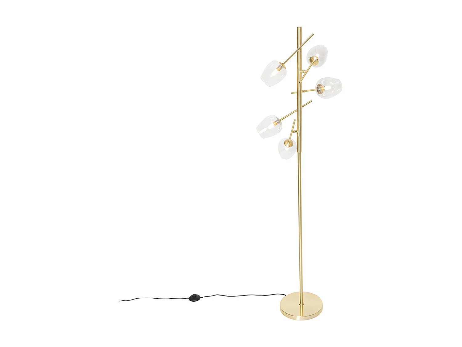 Lampadaire classique doré avec verre 5 lumières - Elien