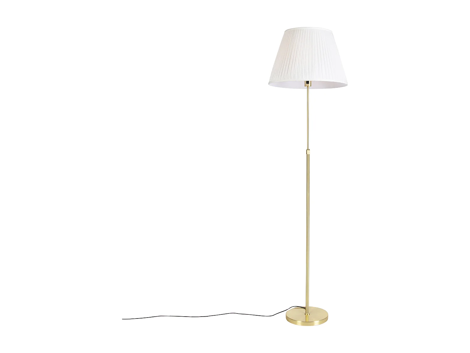 Lampadaire or / laiton avec abat-jour plissé crème 45 cm - Parte