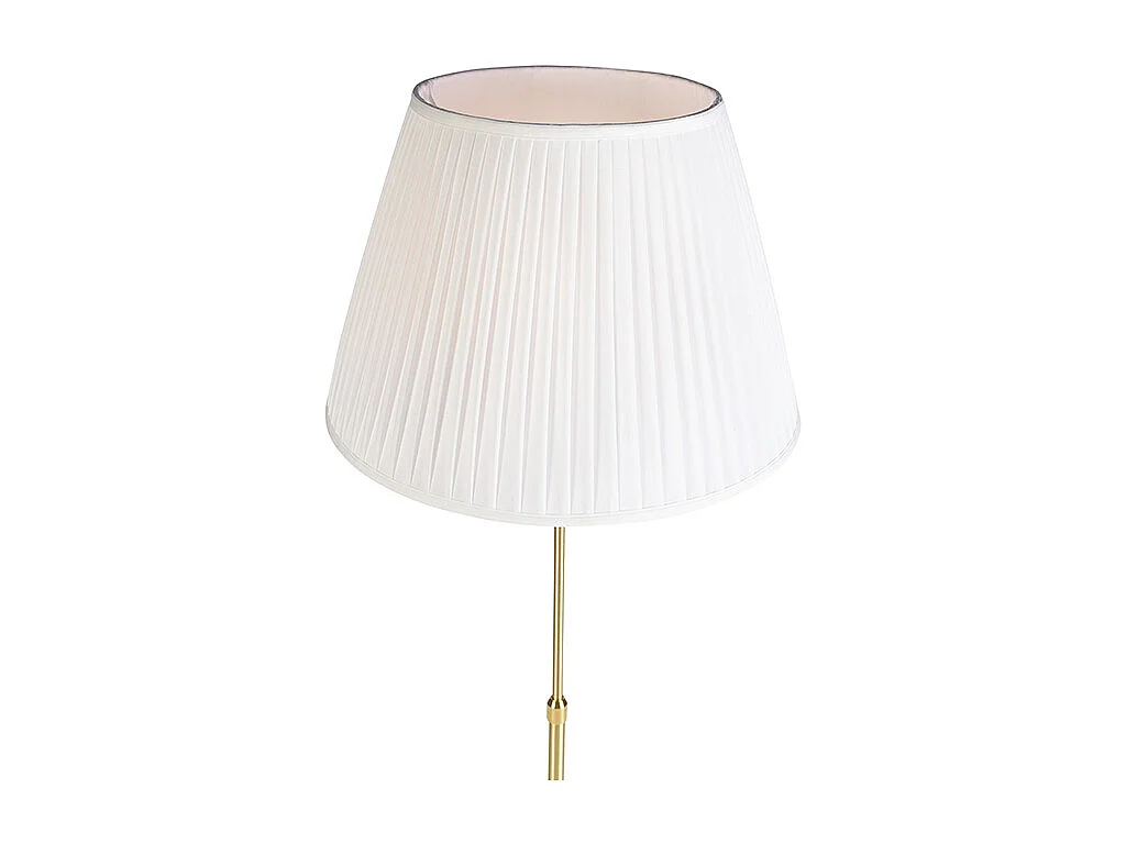 Lampadaire or / laiton avec abat-jour plissé crème 45 cm - Parte