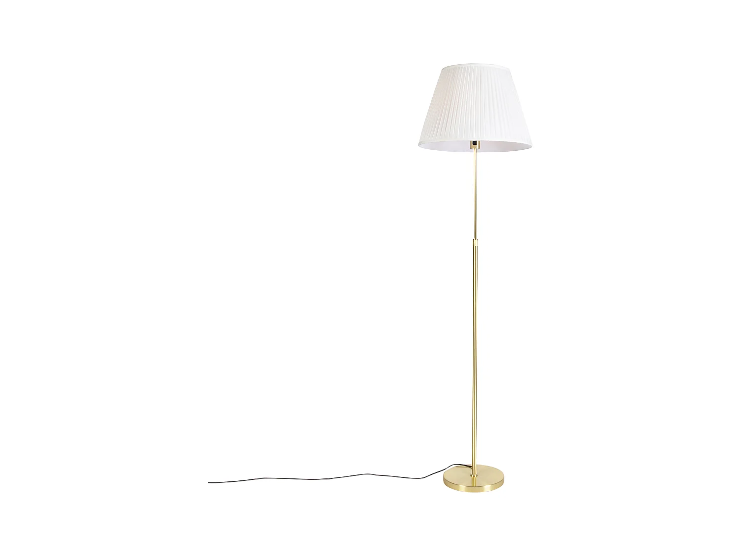 Lampadaire or / laiton avec abat-jour plissé crème 45 cm - Parte