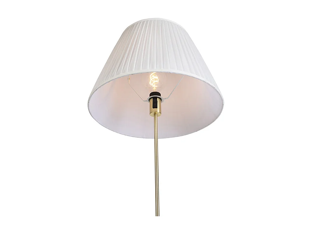 Lampadaire or/laiton avec abat-jour plissé crème 45 cm - Parte