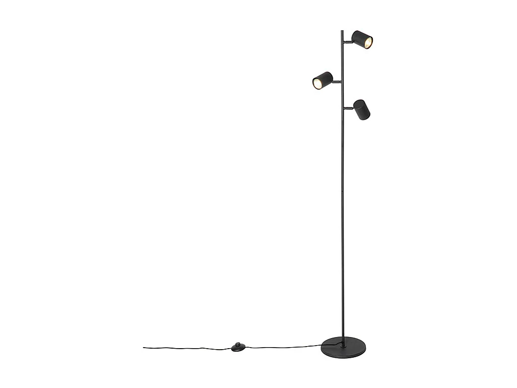Lampadaire moderne noir 3 lumières - Jeana