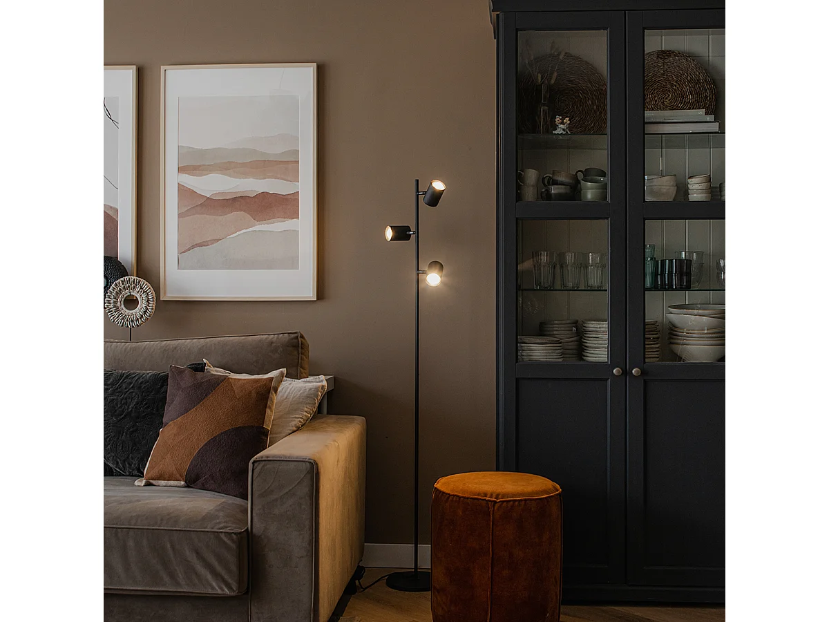Lampadaire moderne noir 3 lumières - Jeana