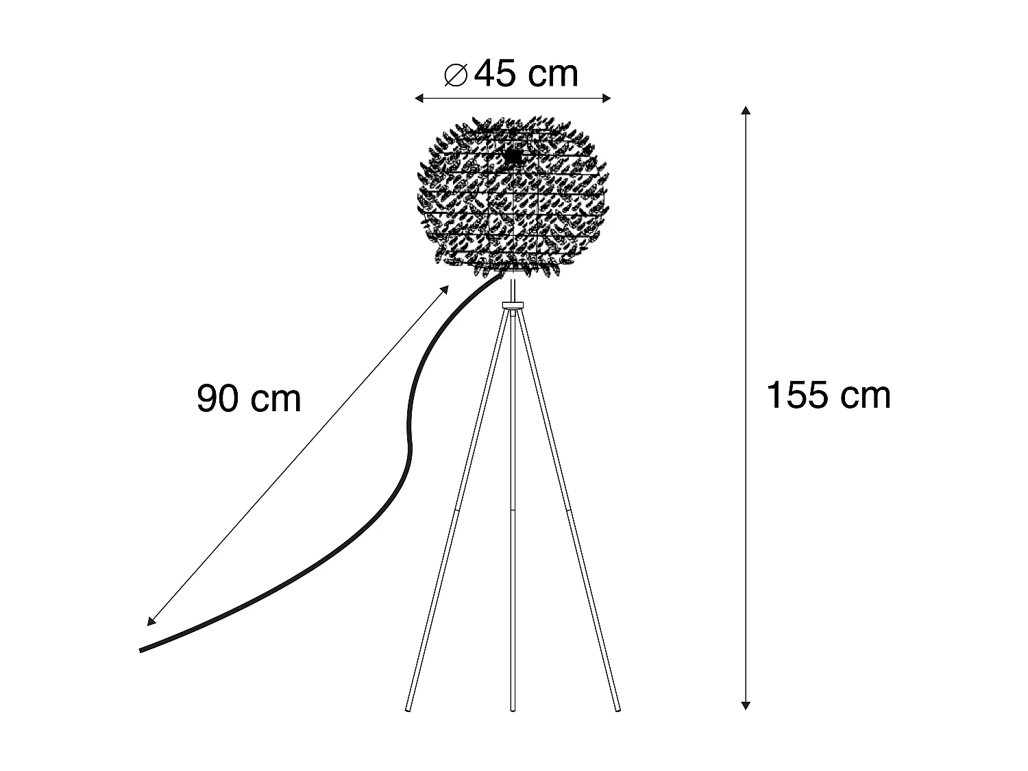 Lampadaire style campagnard acier avec blanc - Feather