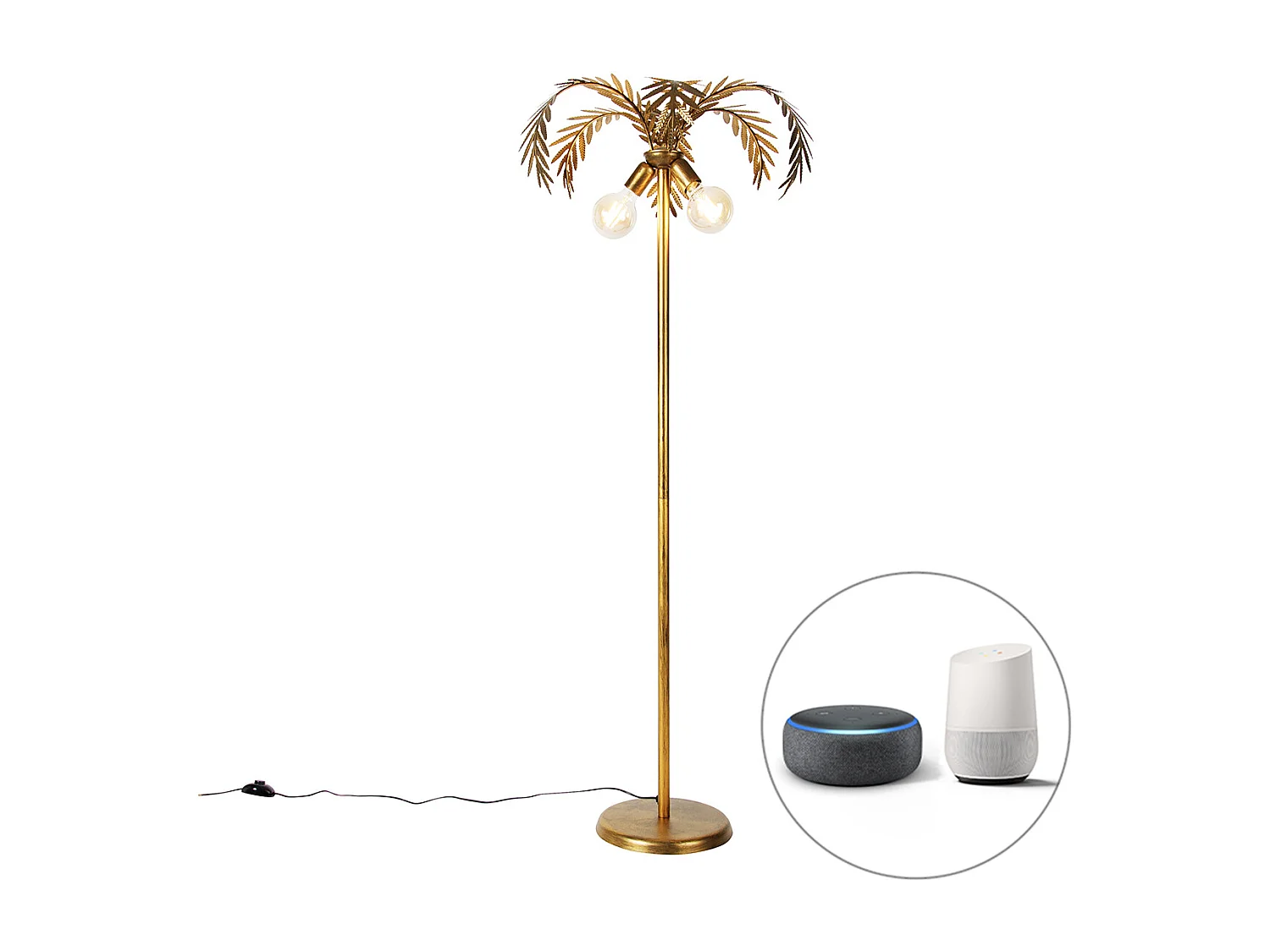 Lampadaire intelligent doré 2 lumières avec Wifi G95 - Botanica