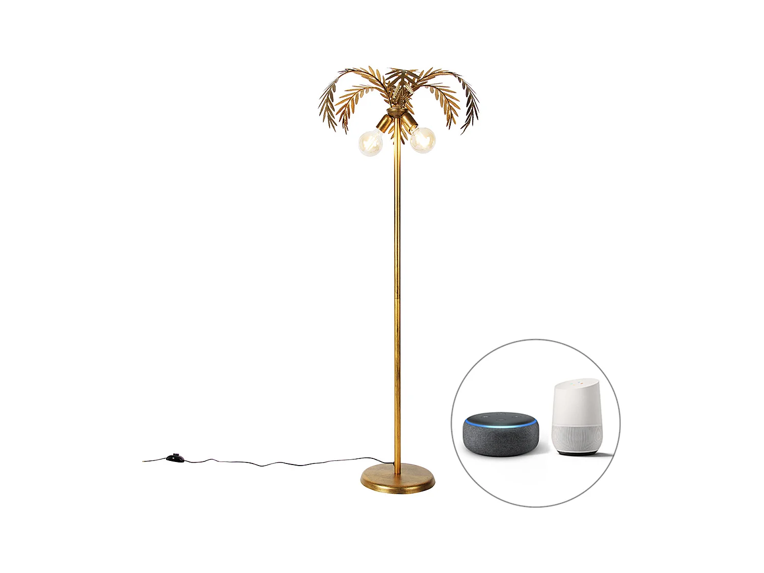 Lampadaire intelligent doré 2 lumières avec Wifi G95 - Botanica