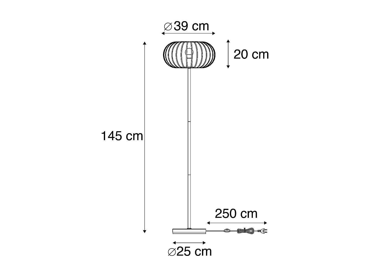 Lampadaire design filaire noir - Johanna