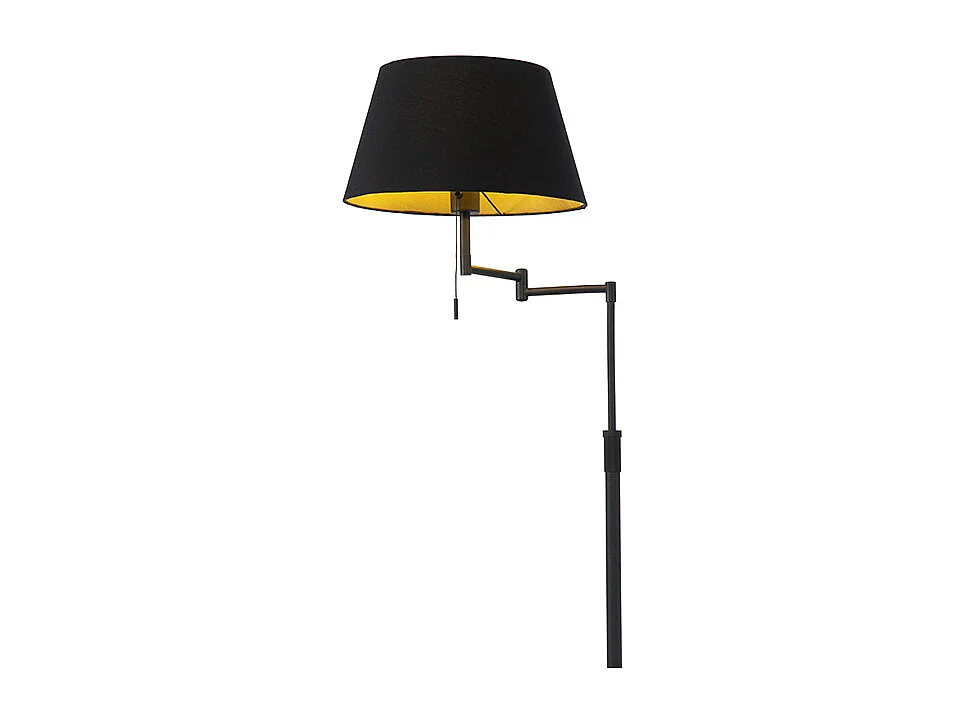 Lampadaire noir avec abat-jour noir et bras réglable - Ladas Deluxe