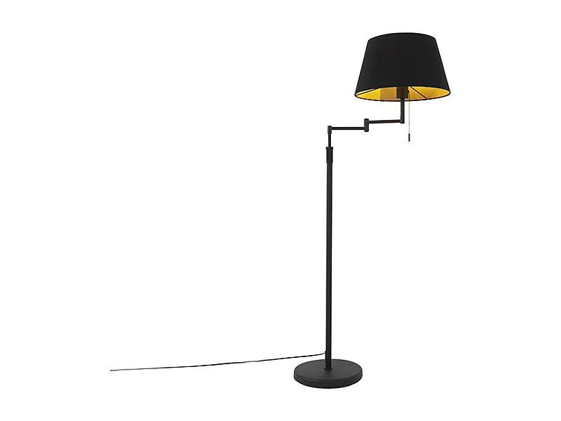 Lampadaire noir avec abat-jour noir et bras réglable - Ladas Deluxe