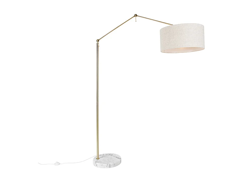 Lampadaire doré avec abat-jour gris clair 50 cm réglable - Editor