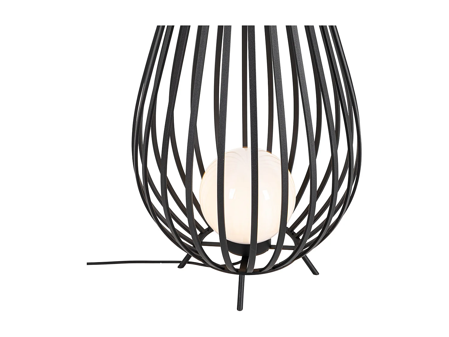 Lampadaire design noir avec opale 70 cm IP44 - Angela