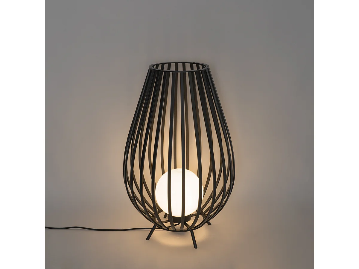 Lampadaire design noir avec opale 70 cm IP44 - Angela