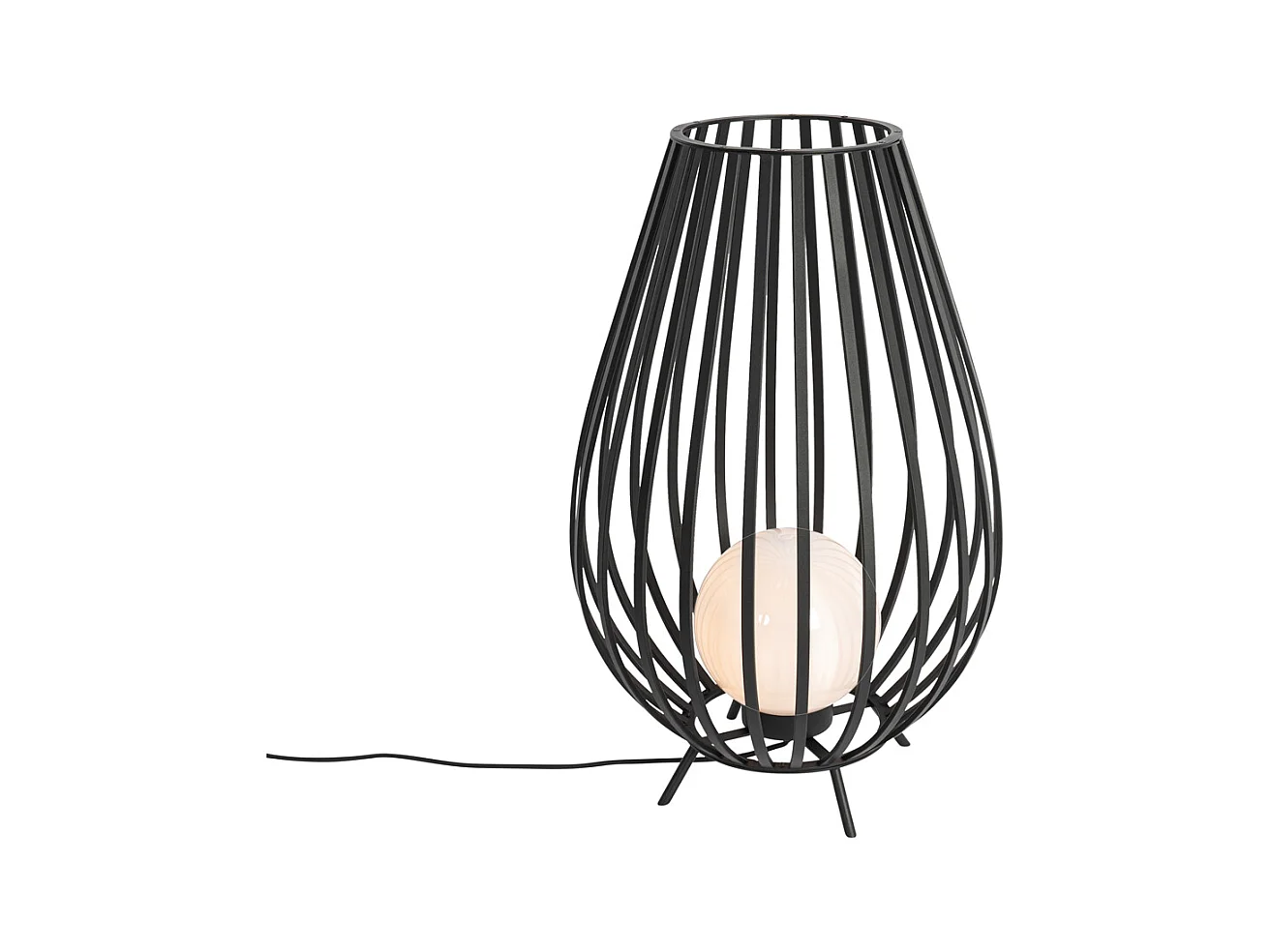 Lampadaire design noir avec opale 70 cm IP44 - Angela