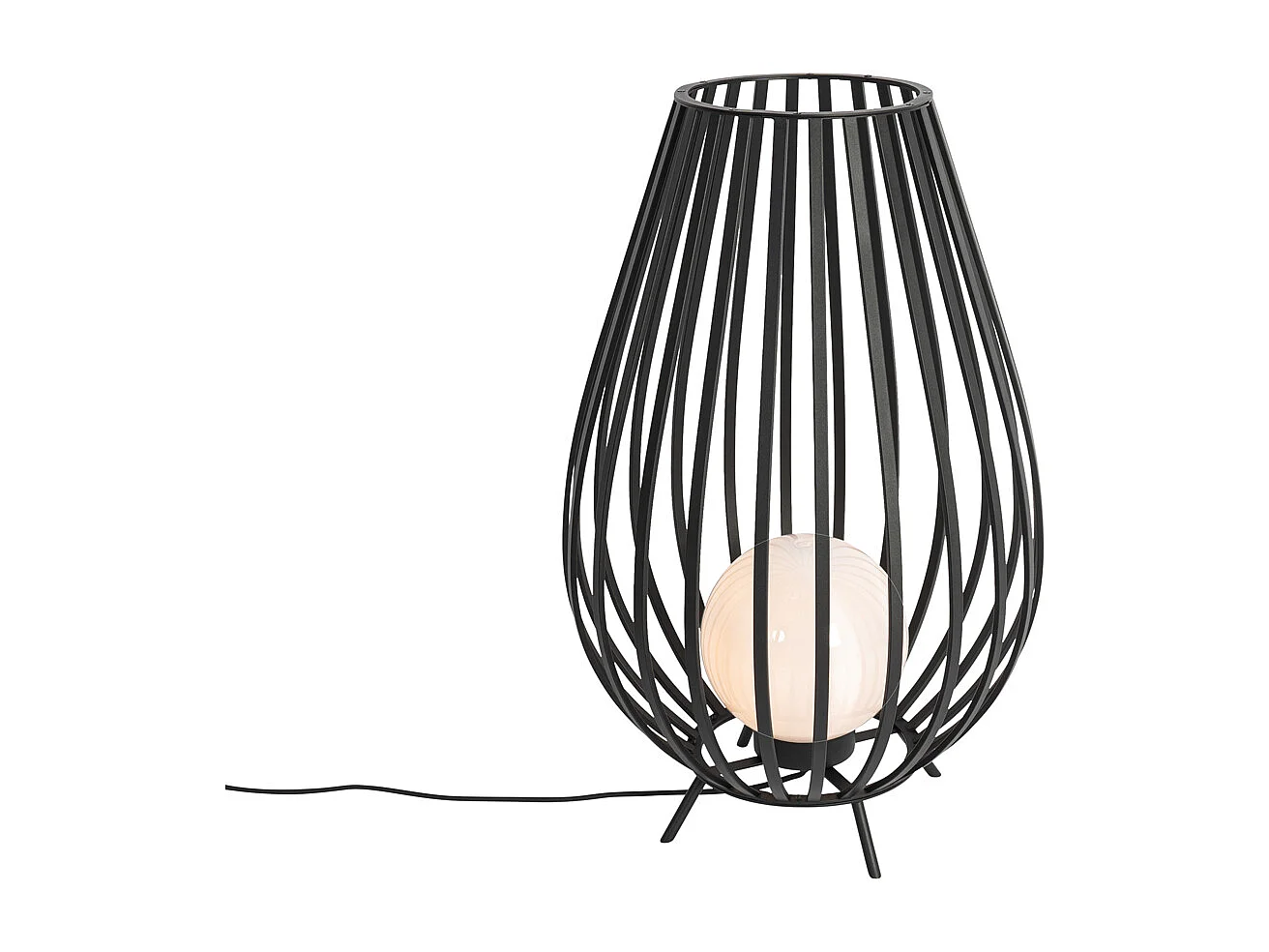 Lampadaire design noir avec opale 70 cm - Angela