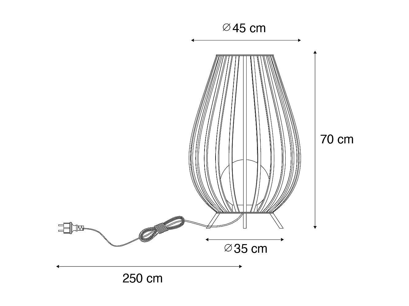 Lampadaire design noir avec opale 70 cm - Angela