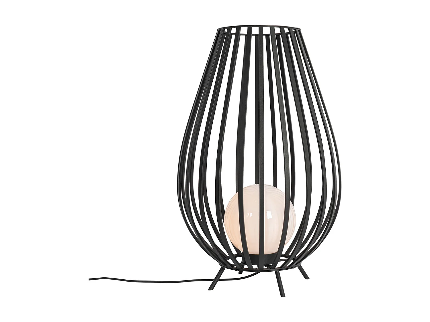 Lampadaire design noir avec opale 70 cm - Angela