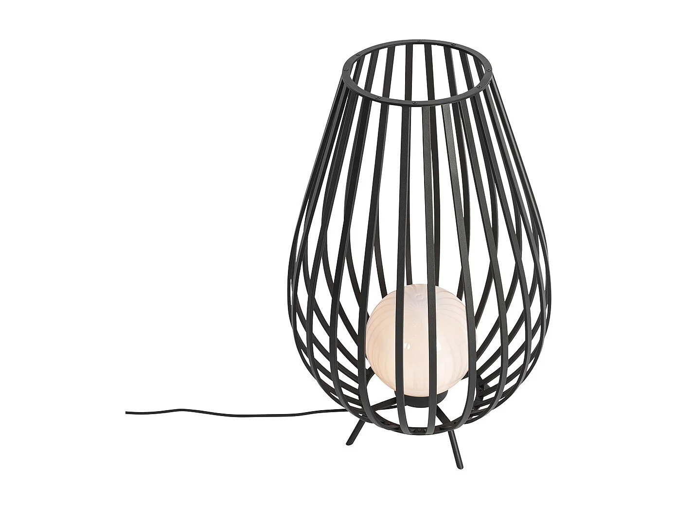 Lampadaire design noir avec opale 70 cm - Angela