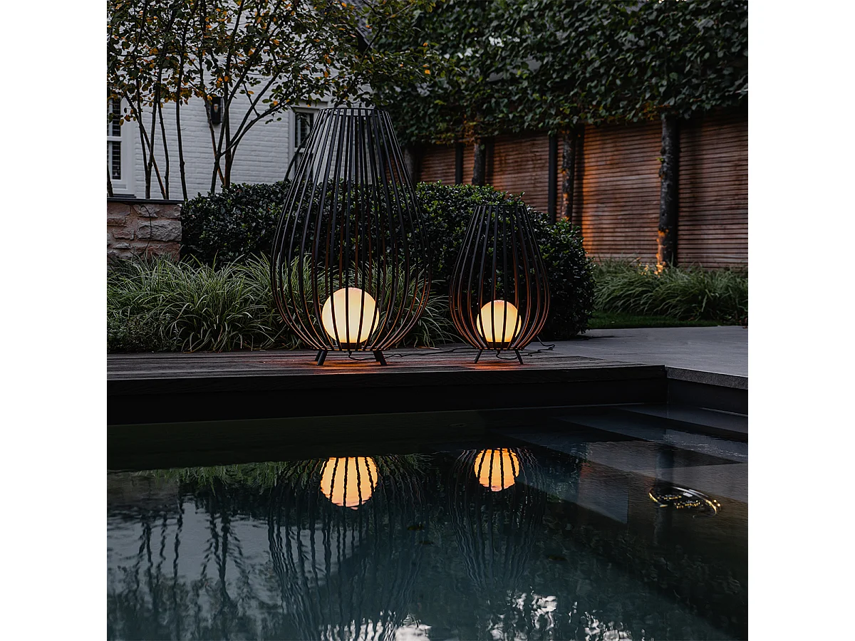 Lampadaire design noir avec opale 70 cm - Angela